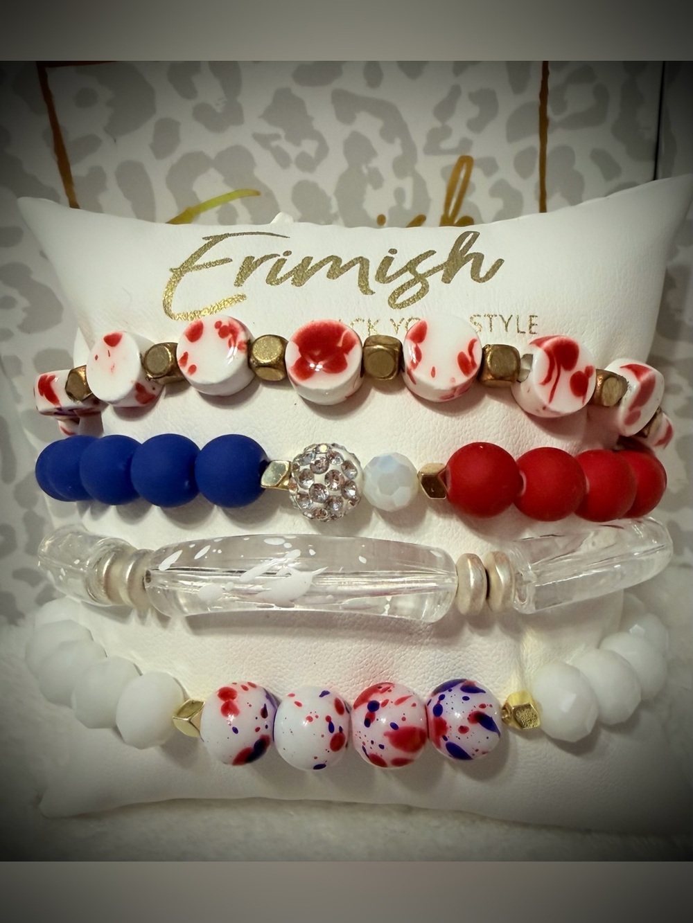 New ERIMISH Bracelets 4 pc Stack - Red, White & Blue